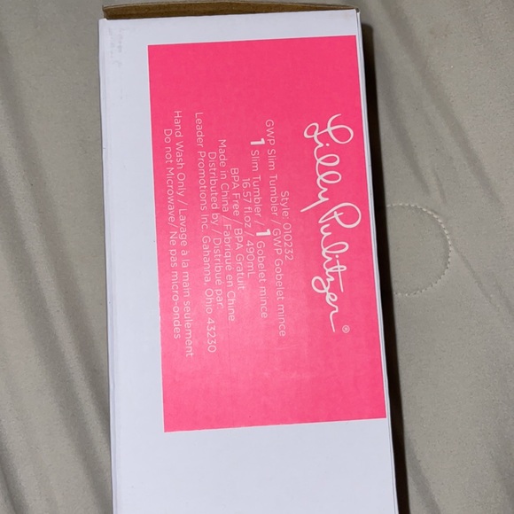 NWT/NIB Lilly Pulitzer printed slim tumbler resort white party like a lobstar - Picture 3 of 5